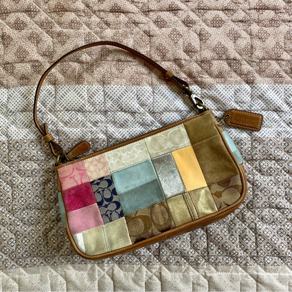 Coach Patchwork Quilt Logo Leather, Suede & Fabric Purse